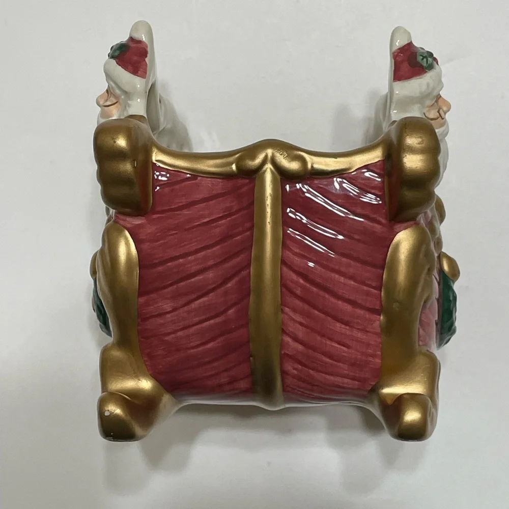 FITZ & FLOYD Santa In Sleigh Ceramic Candle Holder